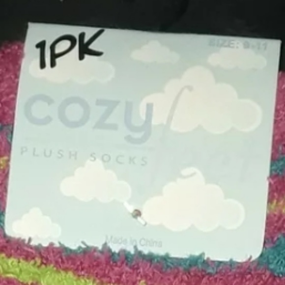 ** Cozy Feet Fuzzy Plush Socks Neon Pnk Blue Green - Picture 2 of 8